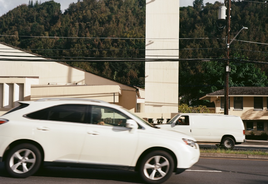 Two vehicles moving in opposite directions